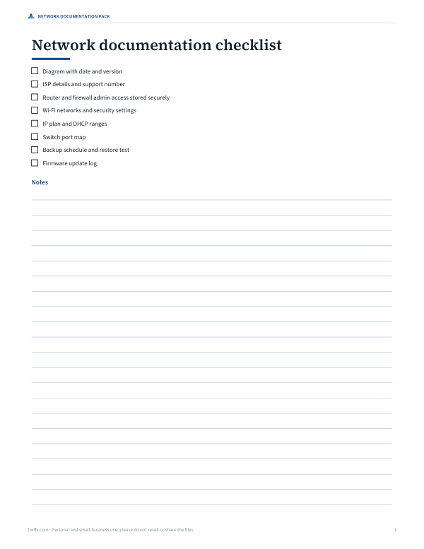 Preview of Network Documentation Checklist
